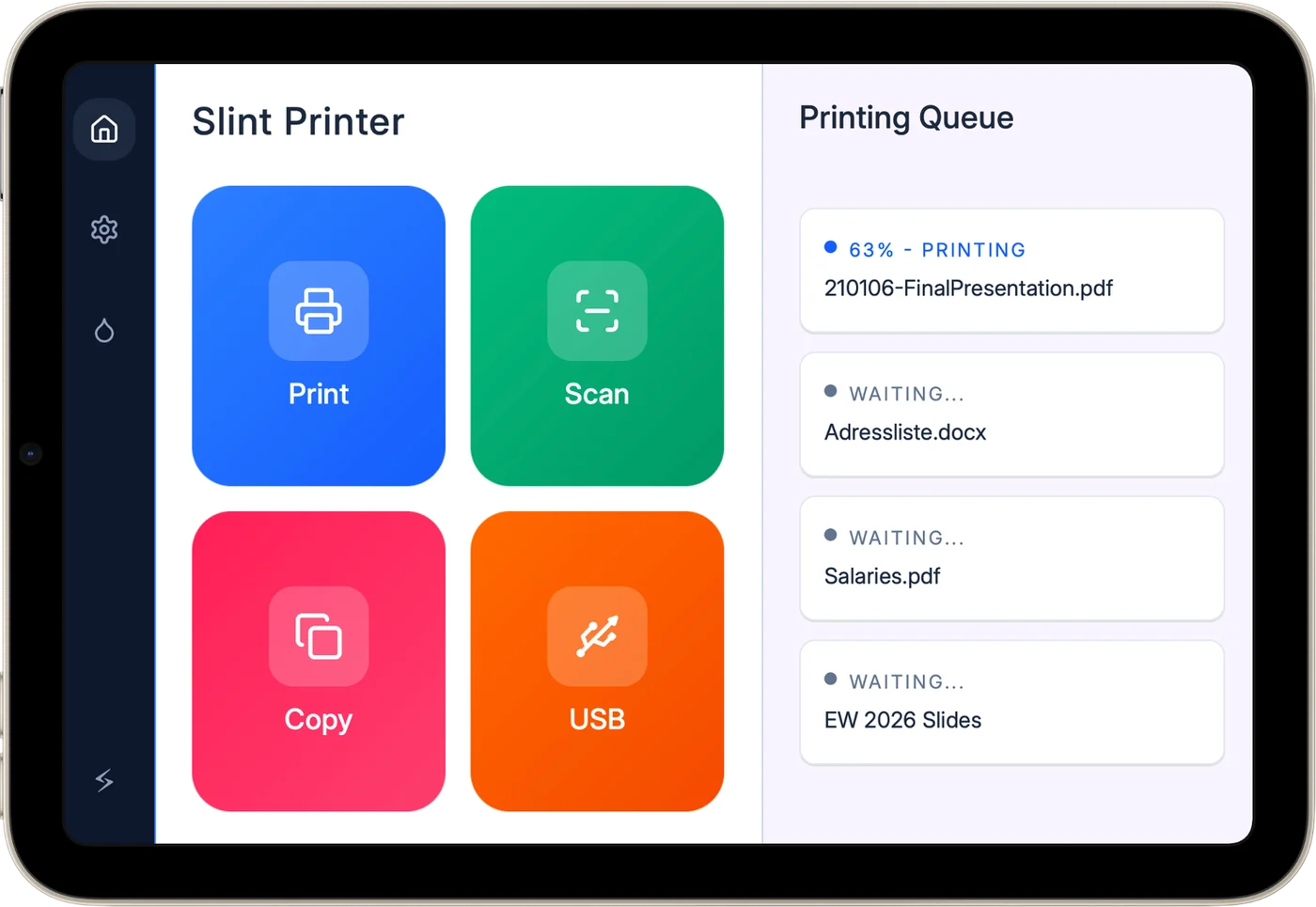 Screenshot of a refreshed printer demo